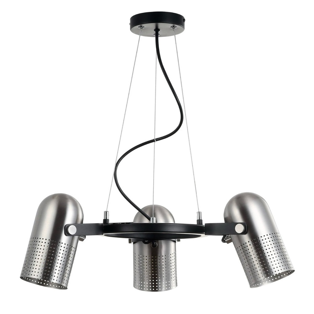 JONATHAN Y Lighting JYL6128A Nickel/Black Loki 3-Light 22"W Led Chandelier